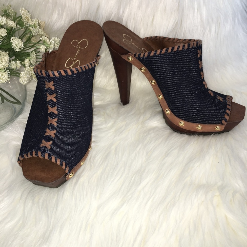 Jessica Simpson Denim Open-back Heels